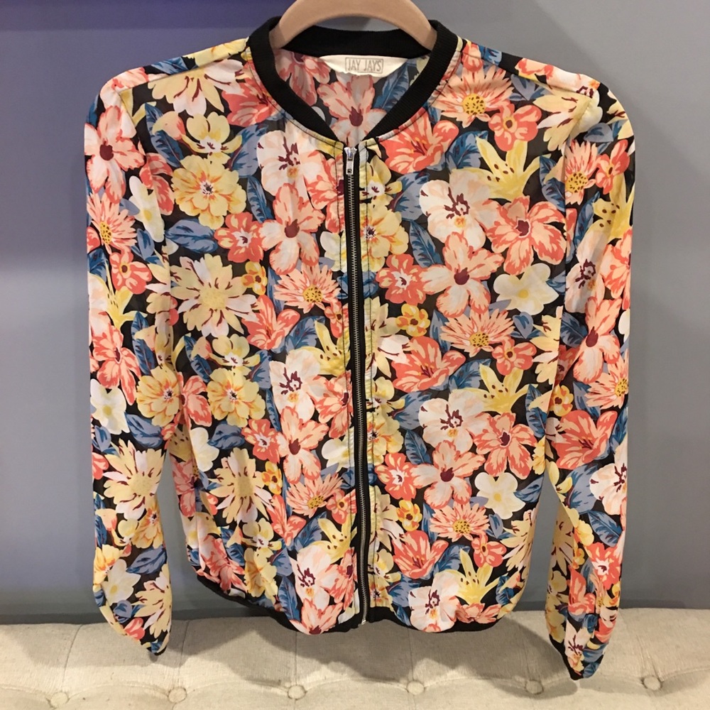 NWOT - Floral Lightweight Bomber Jacket